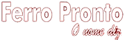 logo com fonte branca e sem fundo escrito, A Ferro Pronto e, abaixo, O nome diz